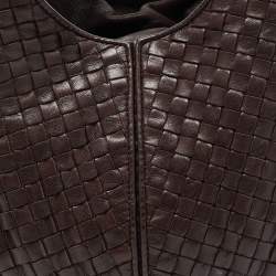 مملوكة مسبقًا Bottega Veneta Dark Brown Intrecciato Leather Zip Hobo
