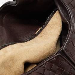 مملوكة مسبقًا Bottega Veneta Dark Brown Intrecciato Leather Zip Hobo