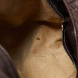 مملوكة مسبقًا Bottega Veneta Dark Brown Intrecciato Leather Zip Hobo