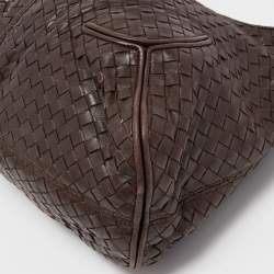 مملوكة مسبقًا Bottega Veneta Dark Brown Intrecciato Leather Zip Hobo