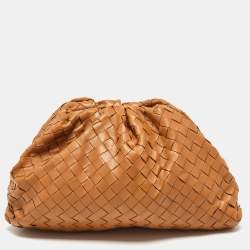 Pre Owned Bottega Veneta Beige Intrecciato Leather Teen Pouch