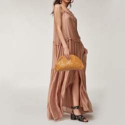 Pre Owned Bottega Veneta Beige Intrecciato Leather Teen Pouch