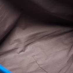 Pre Owned Bottega Veneta Blue Intrecciato Leather Zip Briefcase Bag