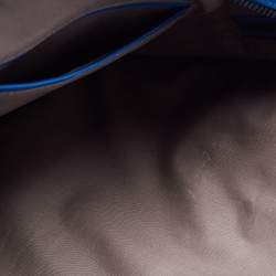 Pre Owned Bottega Veneta Blue Intrecciato Leather Zip Briefcase Bag