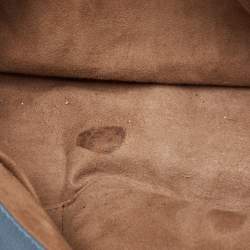 Pre Owned Bottega Veneta Light Blue Intrecciato Leather Stripe Chain Tote