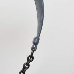 Pre Owned Bottega Veneta Light Blue Intrecciato Leather Stripe Chain Tote