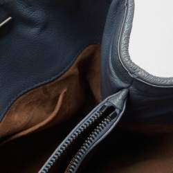 Pre Owned Bottega Veneta Light Blue Intrecciato Leather Stripe Chain Tote