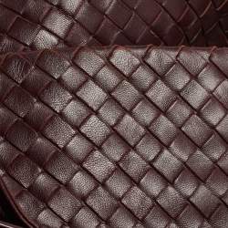 Pre Owned Bottega Veneta Burgundy Intrecciato Leather Seamless Garda Tote 