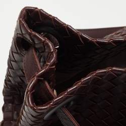 Pre Owned Bottega Veneta Burgundy Intrecciato Leather Seamless Garda Tote 