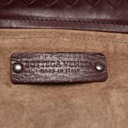 Pre Owned Bottega Veneta Burgundy Intrecciato Leather Seamless Garda Tote 