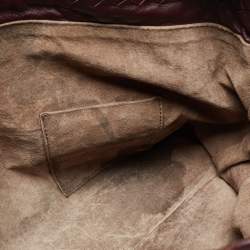 Pre Owned Bottega Veneta Burgundy Intrecciato Leather Seamless Garda Tote 