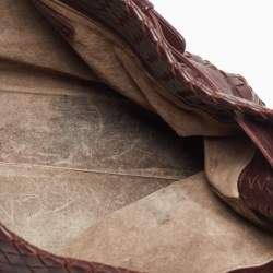 Pre Owned Bottega Veneta Burgundy Intrecciato Leather Seamless Garda Tote 