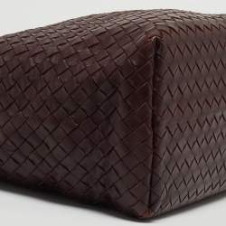 Pre Owned Bottega Veneta Burgundy Intrecciato Leather Seamless Garda Tote 