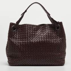 Pre Owned Bottega Veneta Burgundy Intrecciato Leather Seamless Garda Tote 
