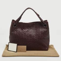 Pre Owned Bottega Veneta Burgundy Intrecciato Leather Seamless Garda Tote 