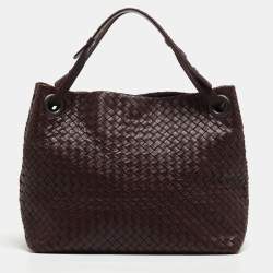 Pre Owned Bottega Veneta Burgundy Intrecciato Leather Seamless Garda Tote 