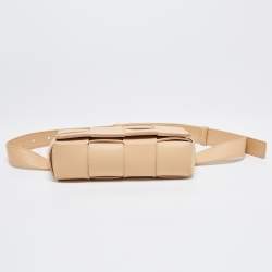 Pre Owned Bottega Veneta Beige Intrecciato Leather Mini Cassette Belt Bag