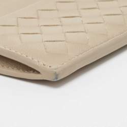 Pre Owned Bottega Veneta Grey Intrecciato Leather Zip Card Holder