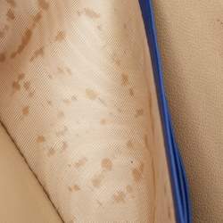 Pre Owned Bottega Veneta Blue Intrecciato Leather Zip Around Wallet