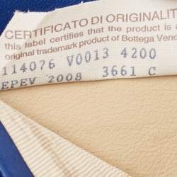 Pre Owned Bottega Veneta Blue Intrecciato Leather Zip Around Wallet