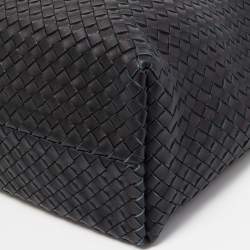 Pre Owned Bottega Veneta Black Intrecciato Leather Cabat Tote