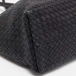 Pre Owned Bottega Veneta Black Intrecciato Leather Cabat Tote