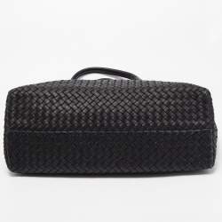 Pre Owned Bottega Veneta Black Intrecciato Leather Cabat Tote