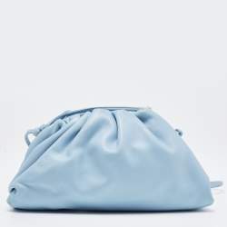 Pre Owned Bottega Veneta Light Blue Intrecciato Leather Mini The Pouch Bag