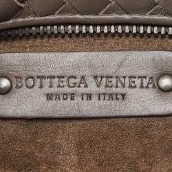 Pre Owned Bottega Veneta Grey Intrecciato Leather Boston Zip Bag