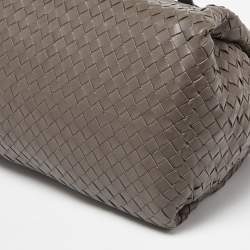 Pre Owned Bottega Veneta Grey Intrecciato Leather Boston Zip Bag
