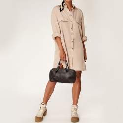 Pre Owned Bottega Veneta Brown Intrecciato Leather Montaigne Bag