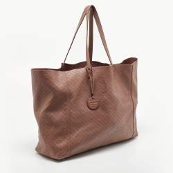 Pre Owned Bottega Veneta Old Rose Butterfly Embossed Intreccio Mirage Leather Tote