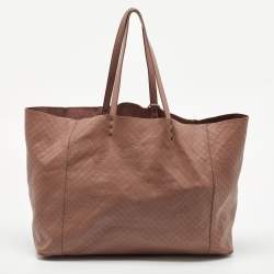 Pre Owned Bottega Veneta Old Rose Butterfly Embossed Intreccio Mirage Leather Tote