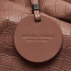 Pre Owned Bottega Veneta Old Rose Butterfly Embossed Intreccio Mirage Leather Tote