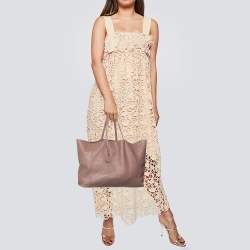 Pre Owned Bottega Veneta Old Rose Butterfly Embossed Intreccio Mirage Leather Tote