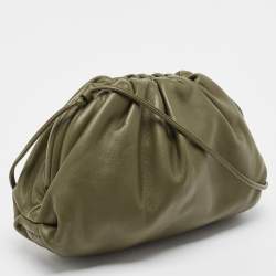Pre Owned Bottega Veneta Olive Green Leather Mini The Pouch Bag
