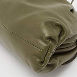 Pre Owned Bottega Veneta Olive Green Leather Mini The Pouch Bag