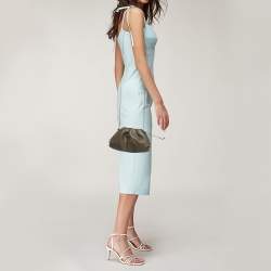 Pre Owned Bottega Veneta Olive Green Leather Mini The Pouch Bag