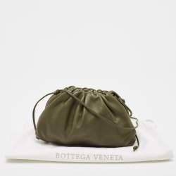 Pre Owned Bottega Veneta Olive Green Leather Mini The Pouch Bag