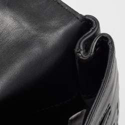 Pre Owned Bottega Veneta Black Intrecciato Leather Flap Snap Pouch