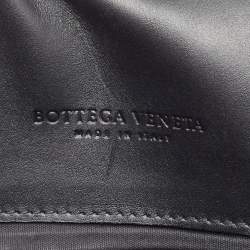 Pre Owned Bottega Veneta Black Intrecciato Leather Flap Snap Pouch