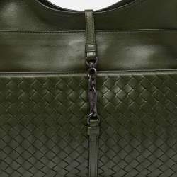 Pre Owned Bottega Veneta Green Intrecciato Souple Beverly Shoulder Bag