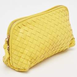 Bottega Veneta Yellow Leather Zip Pouch 