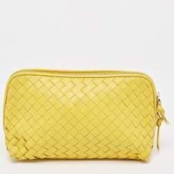 Bottega Veneta Yellow Leather Zip Pouch 