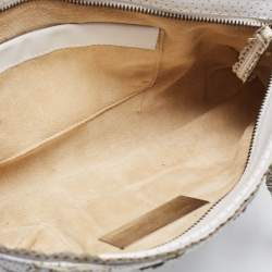 Pre Owned Bottega Veneta Offwhite Perforated Leather Tote