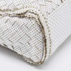 Pre Owned Bottega Veneta Offwhite Perforated Leather Tote