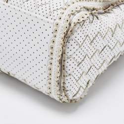 Pre Owned Bottega Veneta Offwhite Perforated Leather Tote
