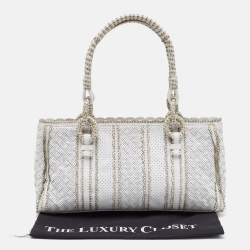 Pre Owned Bottega Veneta Offwhite Perforated Leather Tote