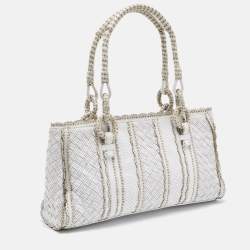 Pre Owned Bottega Veneta Offwhite Perforated Leather Tote
