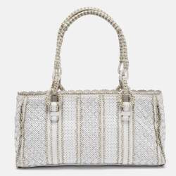 Pre Owned Bottega Veneta Offwhite Perforated Leather Tote